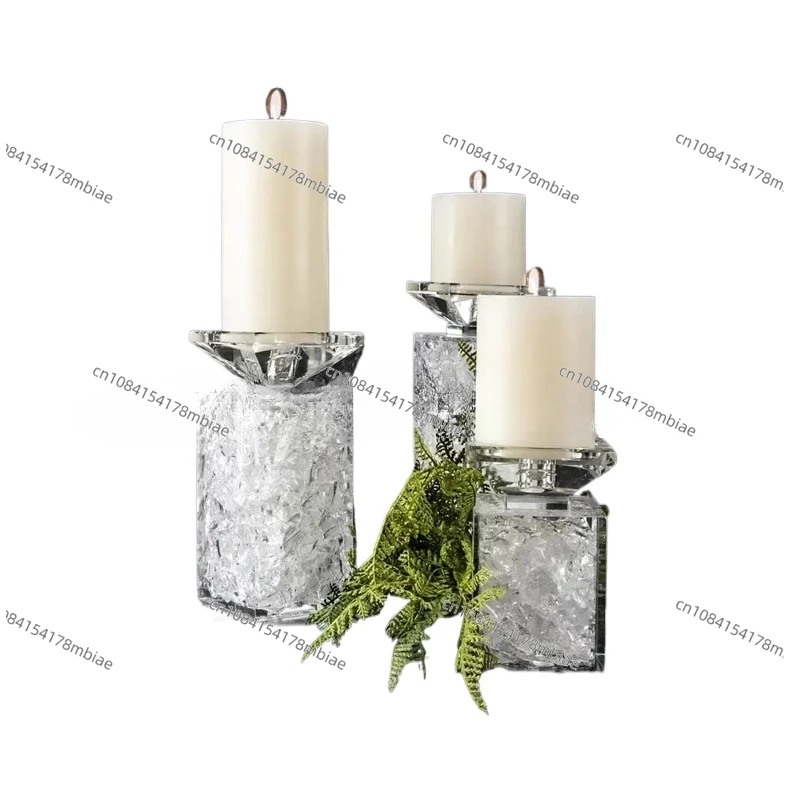 Minimalist Ripple Pattern Romantic Light Luxury Square Crystal Transparent Candlelight Dinner Decoration