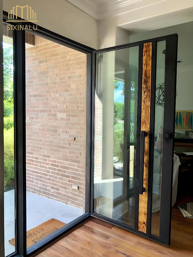 

Sixinalu Pivot Door Casement Front Exterior Interior Doors Aluminum Double Glaszed Push Pull Rotating Door Home Decor Custom