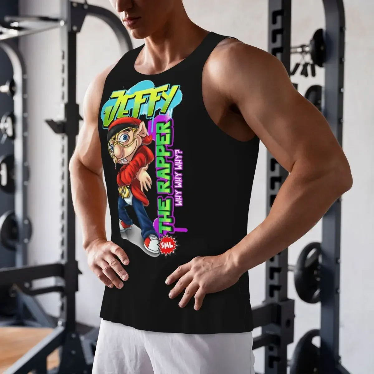 Schnell trocknendes Jeffy The Rapper SML Character Gym Tank Muscle ärmelloses Shirt Bodybuilding atmungsaktive Weste