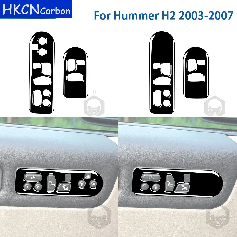 Para hummer h2 2003 2004 2005 2006 2007 acessórios piano preto plasti assento interior do carro painel de aquecimento guarnição adesivos decoração