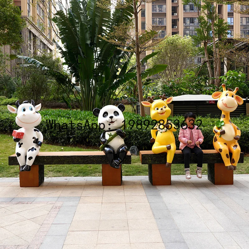 XL Cartoon Leisure Animal Fiberglass Seat Garden Landscape Decoration Small Large Mall Walking Street Creative Bench