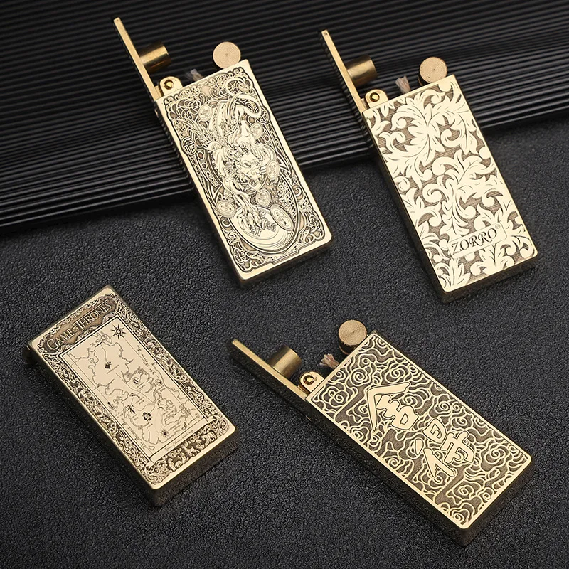 

ZORRO elevator, personalized original copper exquisitely carved PI Xiu, creative grinding wheel style Z729 cigarette lighter