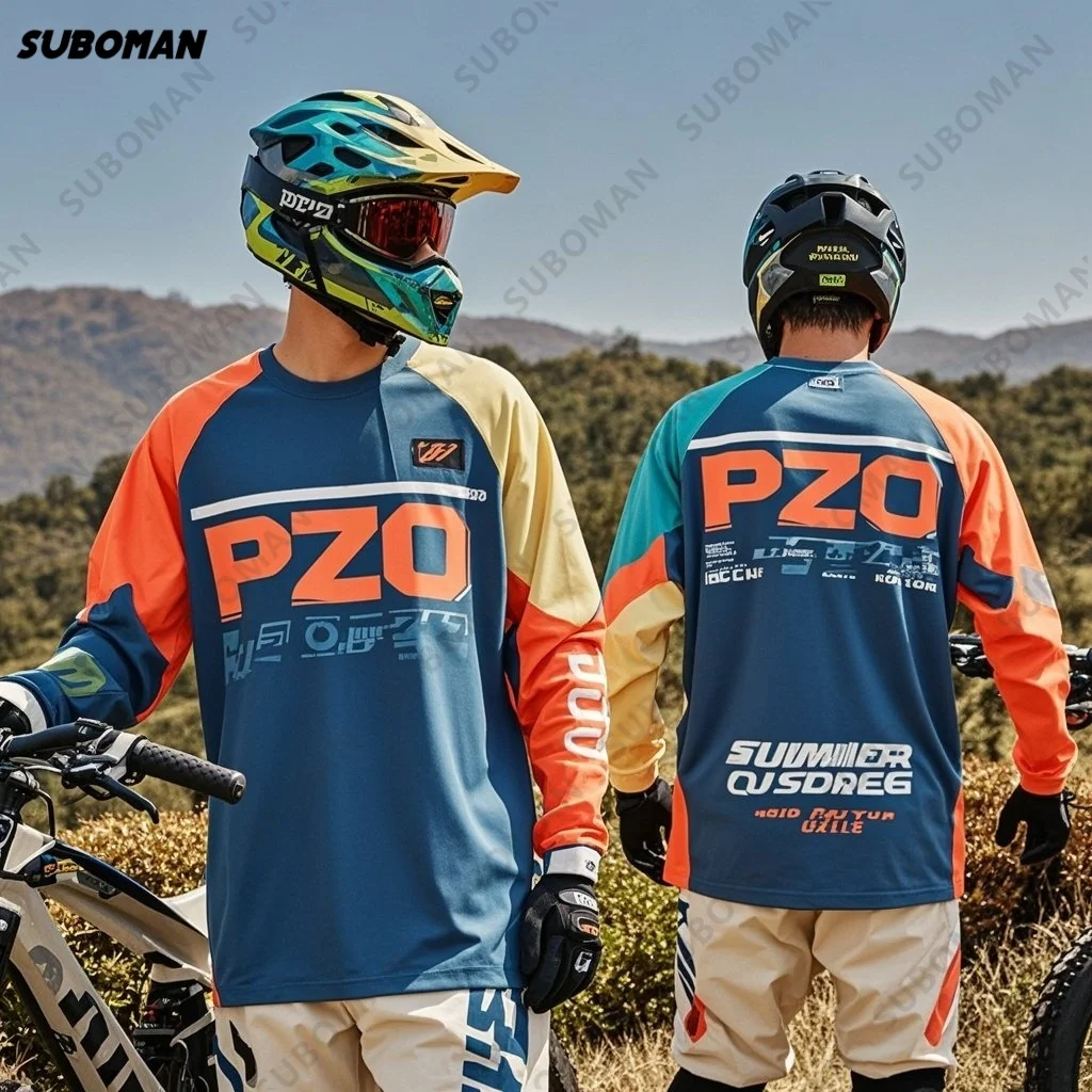 

2025 NEW PZQ 12 colors Men'Sun Protection Motocross Jerseys Racing Motocross Long Sleeve Dirt Bike Enduro Racing Off-Road Shirts