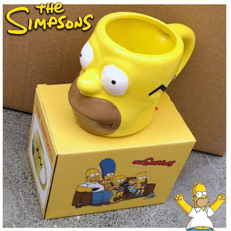 330ML New The Simpsons Yellow Ceramic Mug 3D Cartoon Personalized Quirky Mug Fashion Creative Office Home Cup Drinking Mug Gift