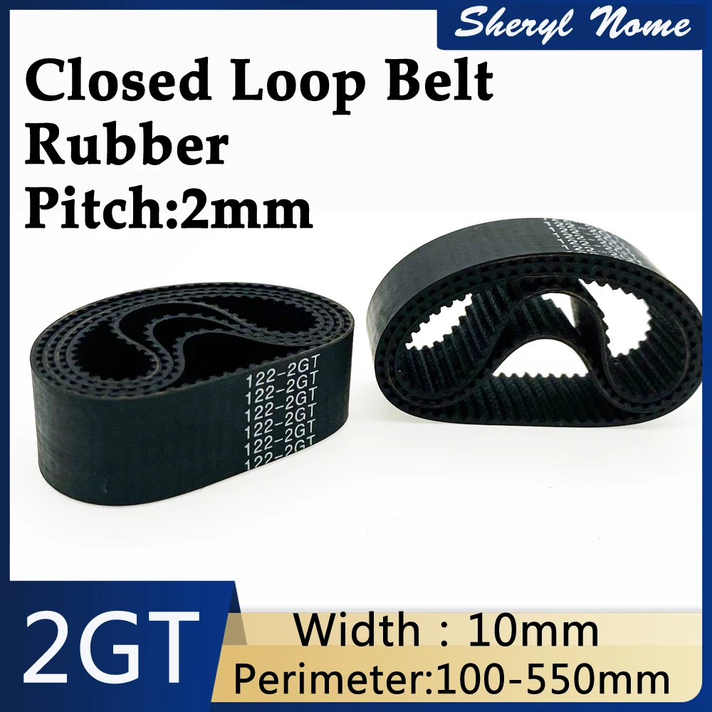 2GT 2MGT closed-loop belt width 10mm perimeter 100 150 200 250 300 350 400 450 500 550mm rubber timing closed loop synchronous