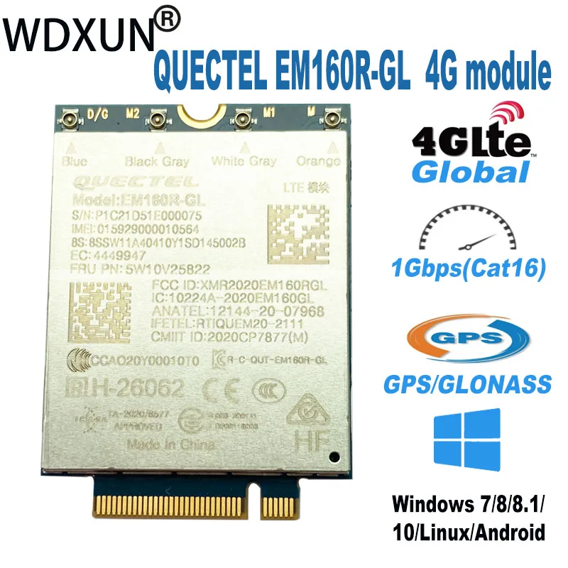 EM160 Quectel Original EM160R-GL LTE-A Cat16 Tech M.2 FDD-LTE TDD-LTE Soutien MIMO Tech pour ThinkPad T14 P14S P15 P17