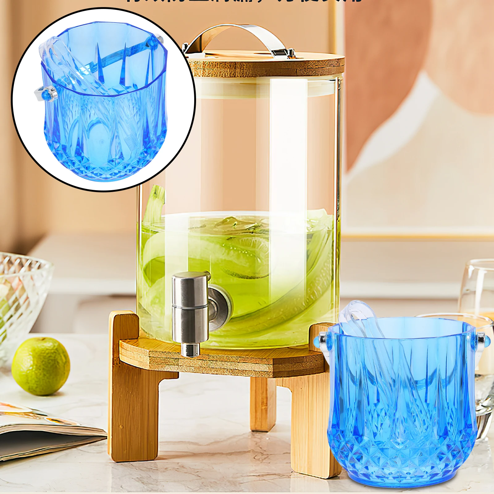 

1 Set Thick Plastic Bucket With Handle Sturdy Ice Container For Parties Ktv Hotel Bar Reusable Compact Drink Bucket Portable Ice