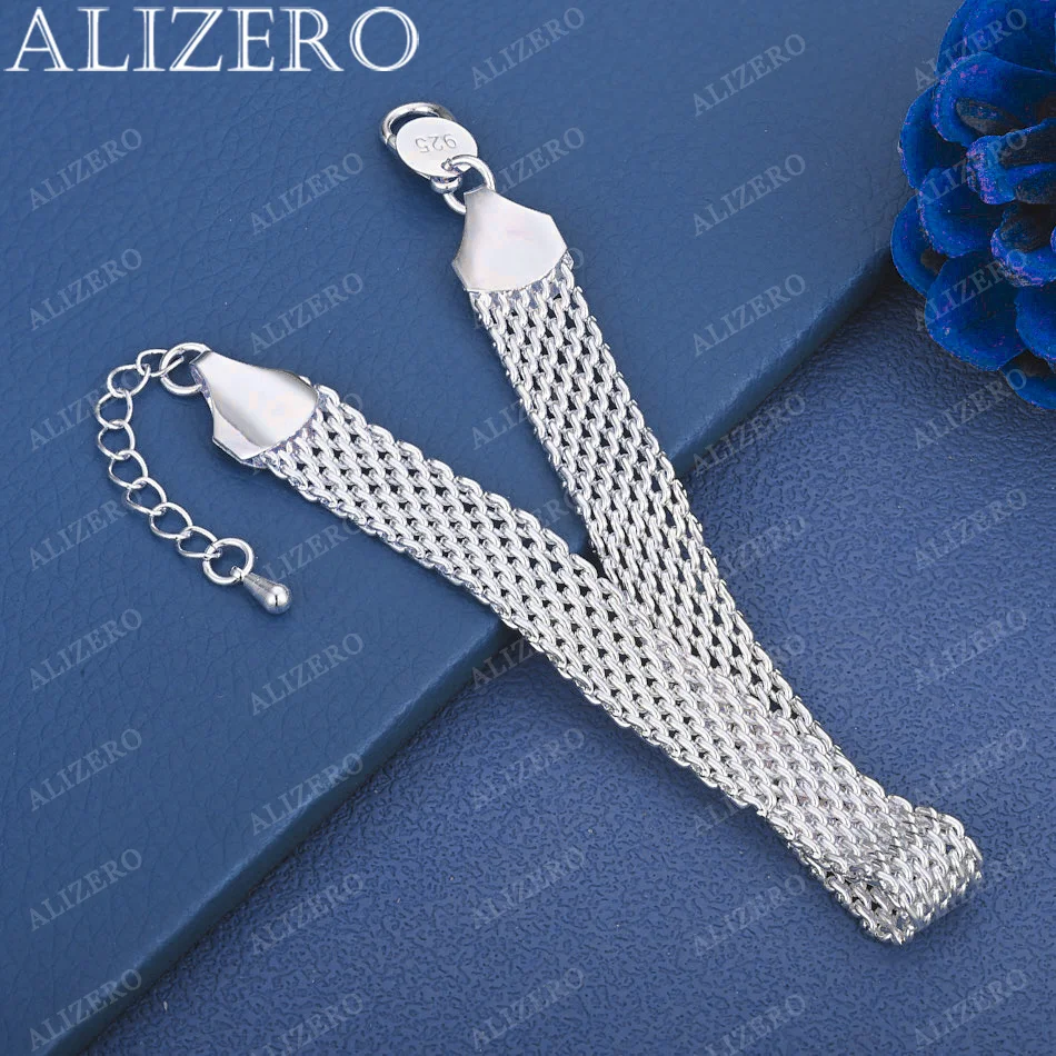 

Серебряные браслеты ALIZERO 925 пробы, 10 мм, плетеные, для женщин и мужчин, модные аксессуары, подходят для свадеб, вечеринок и повседневной носки, ювелирные украшения
