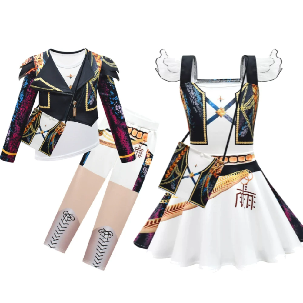 

KPop Demon Hunters Kids Cosplay Costume Fashion Girls Idol Rumi Mira Anime Flutter Sleeve Dress Halloween Carnival Party Clothes