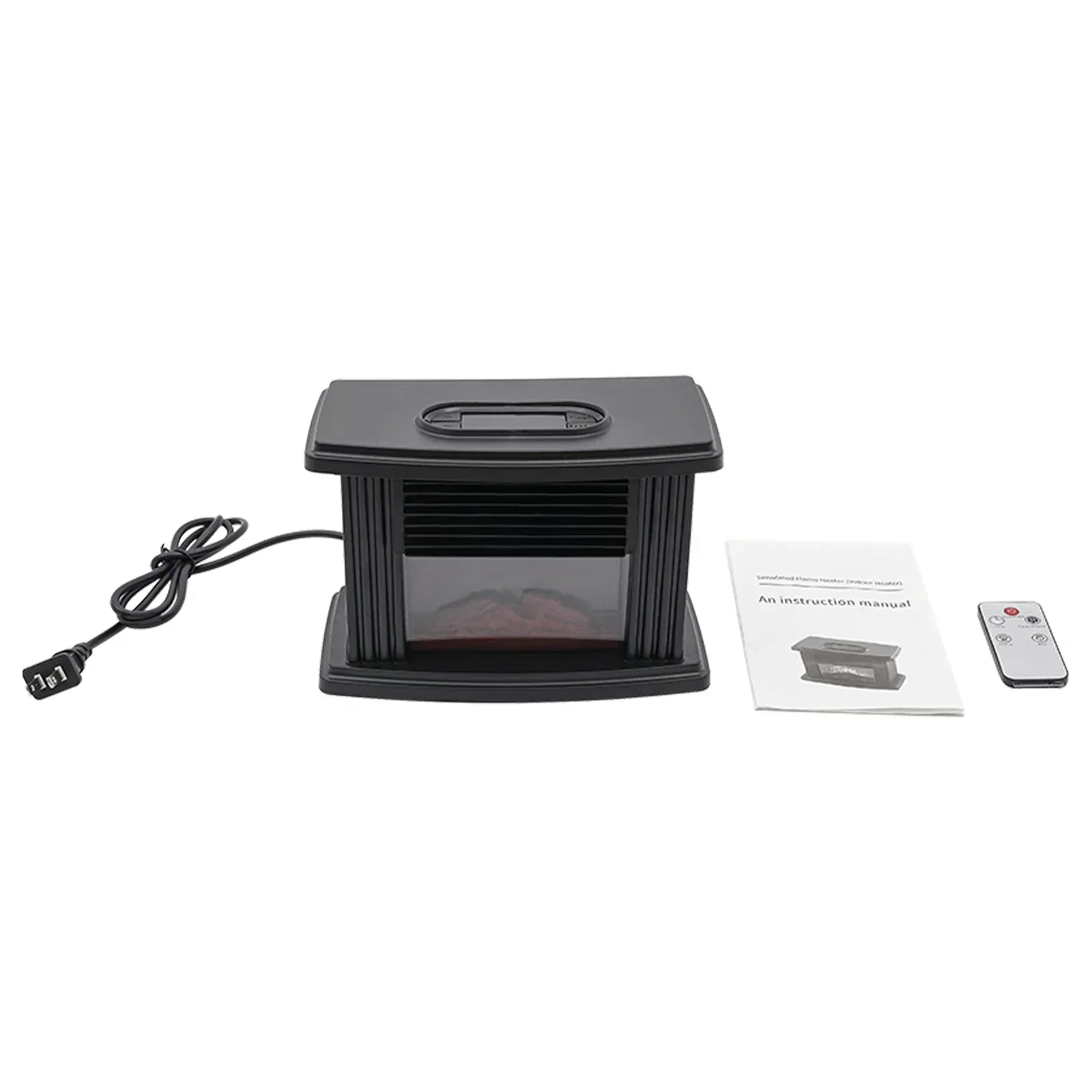 Elektryczny kominek grzewczy 1000W, wyposażony w technologię 3D Carbon Fire, praktyczny wyświetlacz temperatury, timer i regulacja prędkości wentylatora