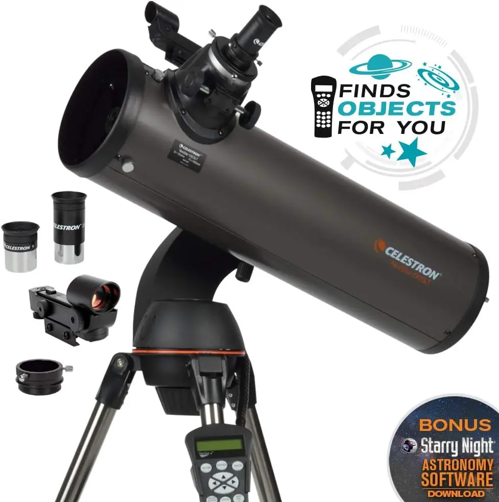 Celestron NexStar Telescópio Computadorizado, Compacto e Portátil, Refletor Newtoniano, Design Óptico, 130SLT