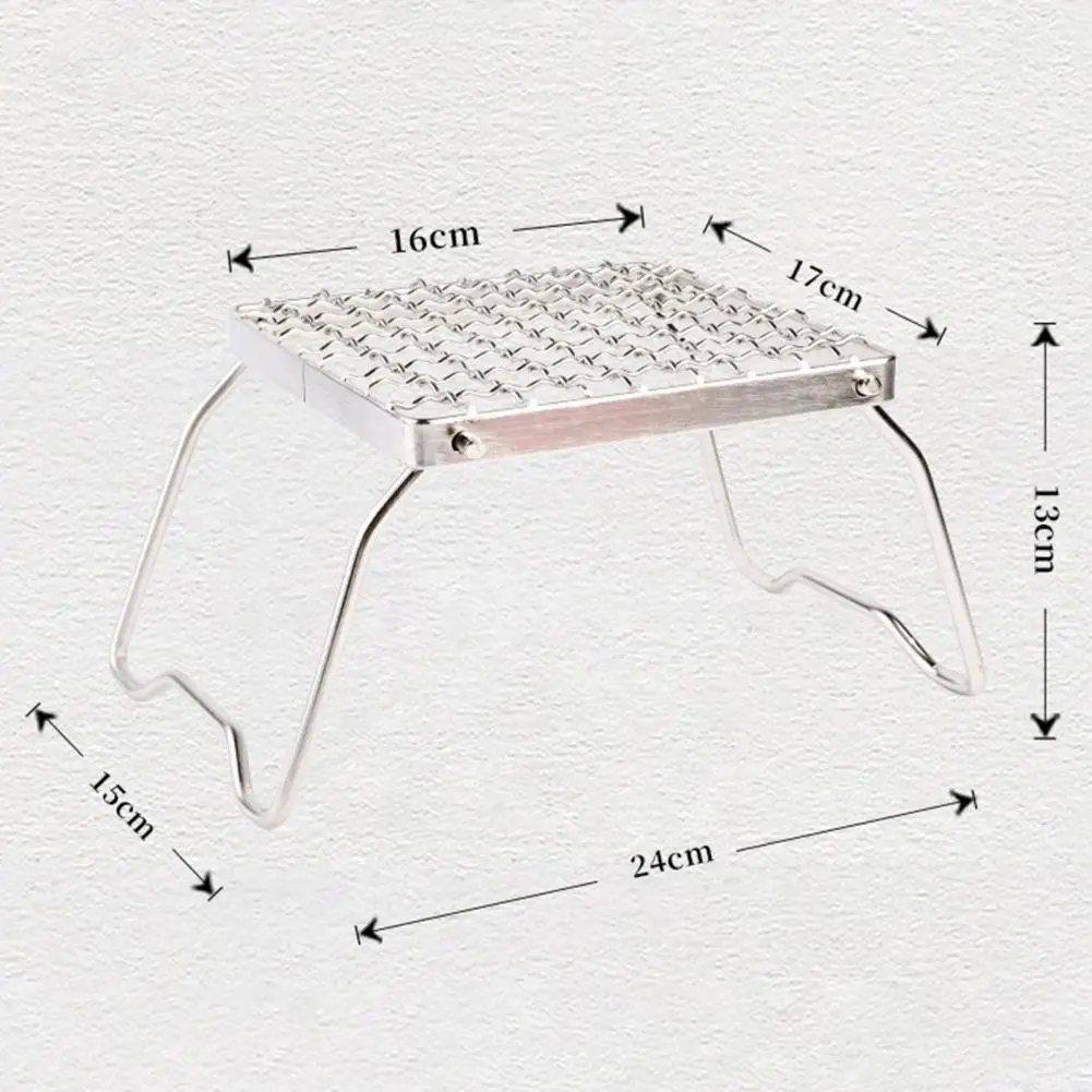 Folding Campfire Grill Bbq Grill Portable Folding Gas Stove Stand Heat-resistant Picnic Grill Grate High Stability Camping Bbq