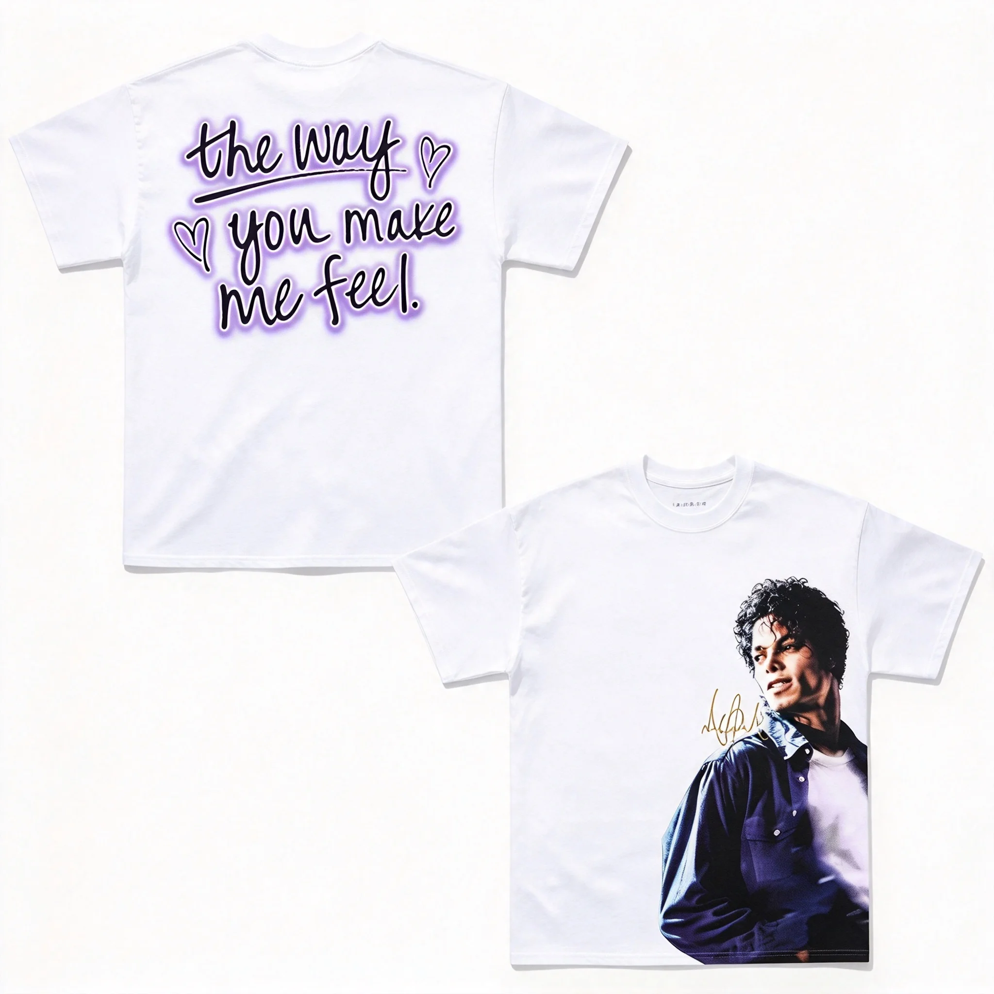 2026 Michael Jackson Handwritten Quote Art Graphic Short Sleeve T Shirt,  Vintage Music Style Casual Tops for Men Women