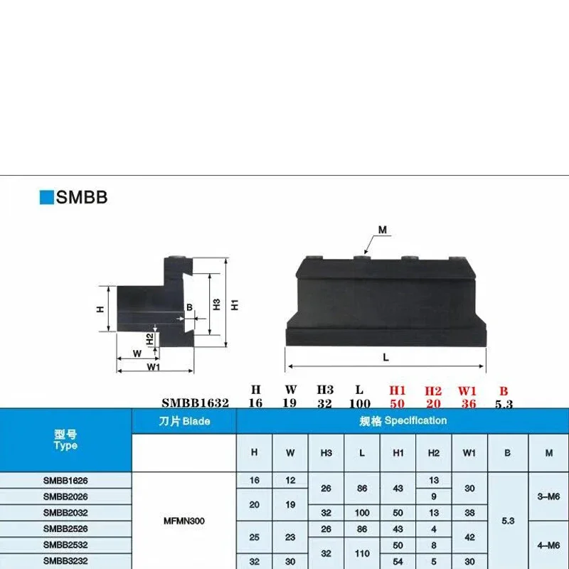 SPB226 SPB326 SPB332 SPB432 SMBB1626 SMBB2026 SMBB2532 Grooving Cut-Off Cutter Holder SP300 200 NC3030 Lathe Turning Tool Holder