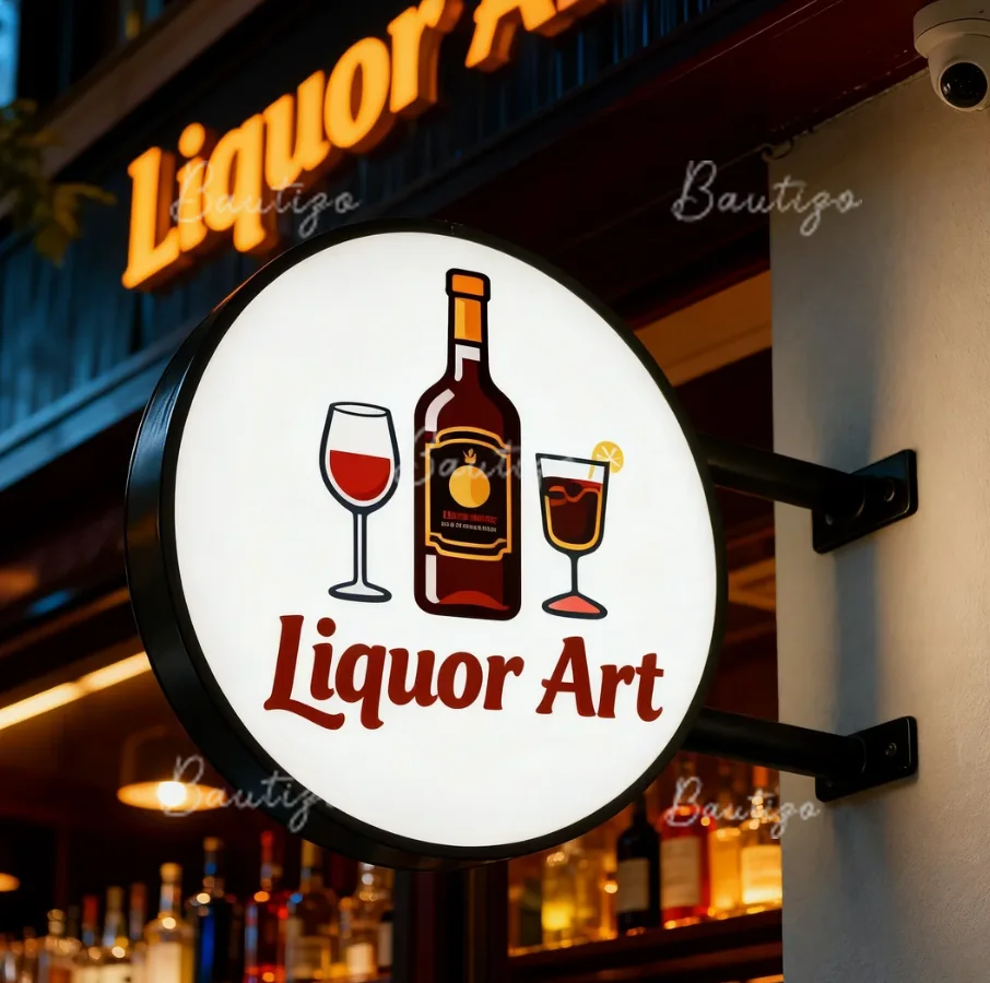 Custom Advertising Led Display Screen LightBox Logo Luxury Light Up Liquor Art Sign Double Sided Illuminated Art Outdoor Signage