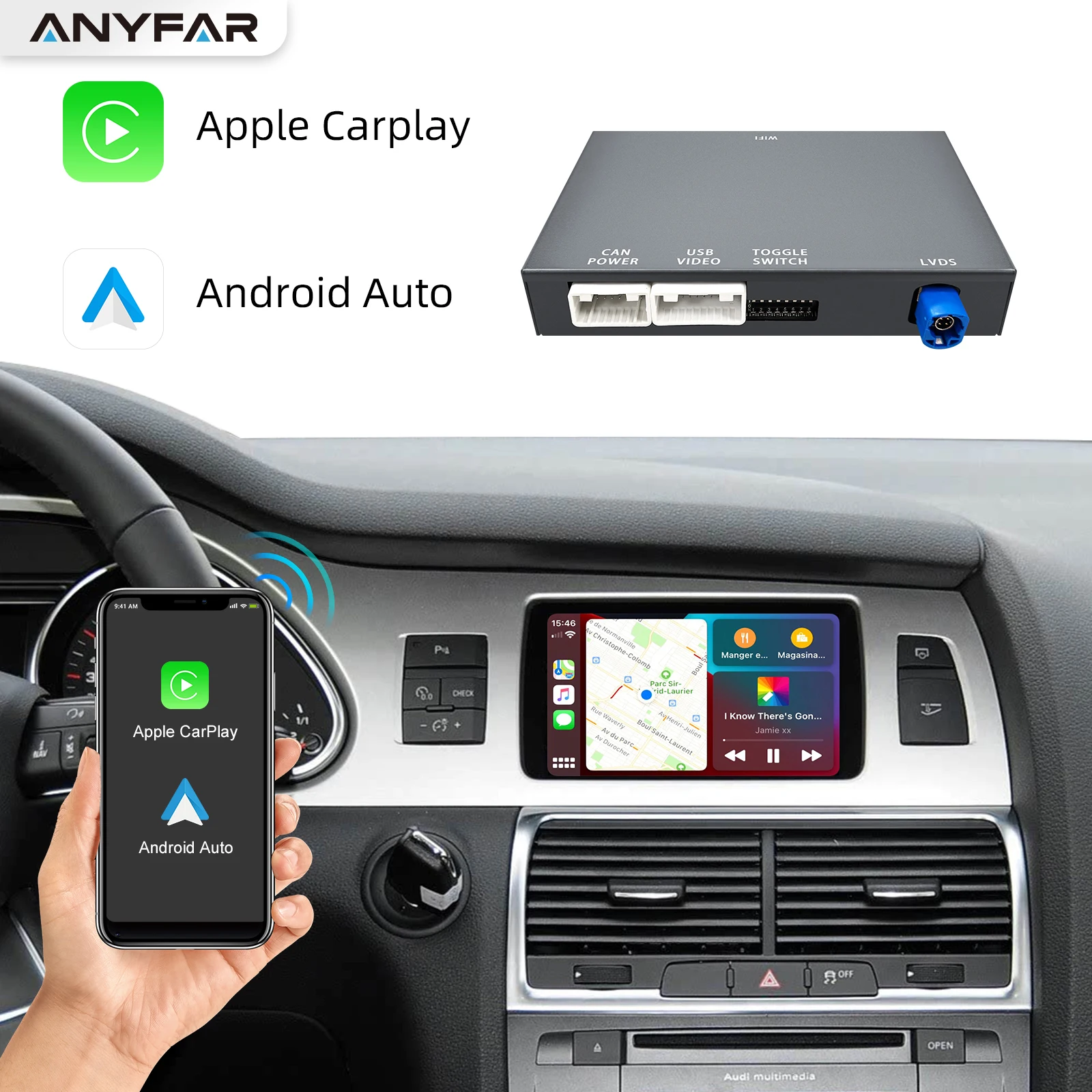 تعديل السيارة اللاسلكي من ANYFAR/Android لسيارة أودي A6/Q7 MMI AirPlay وصلة مرآة الوسائط المتعددة #4