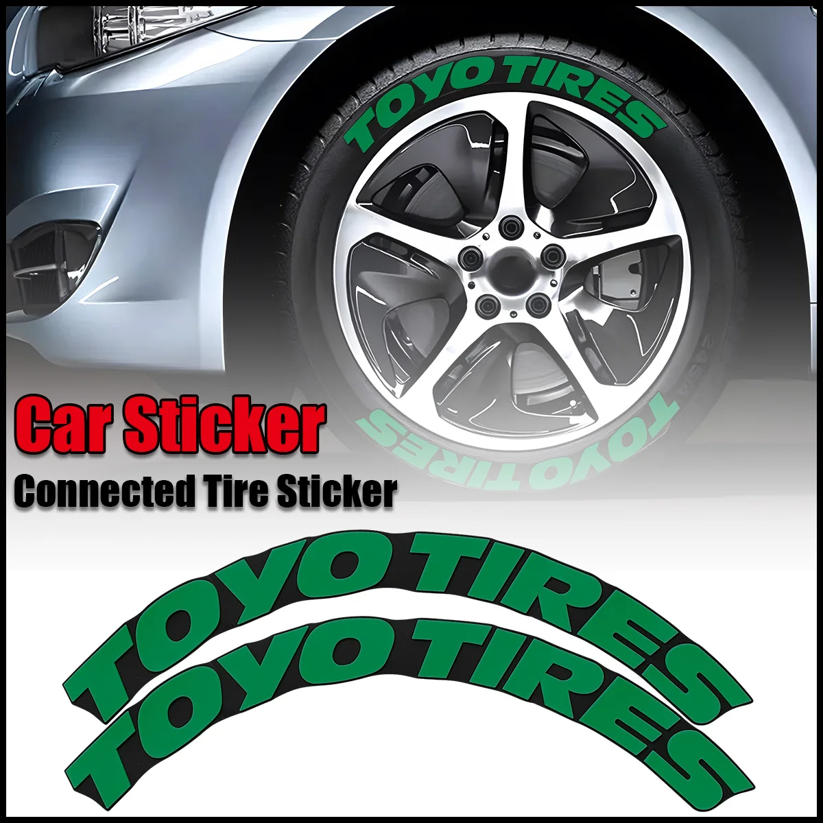 

3D Green TOYO TIRES PROXES Sticker Waterproof Tire Wheel Rubber Conjoined Lettering Decals Universal Car Accessories Stickers