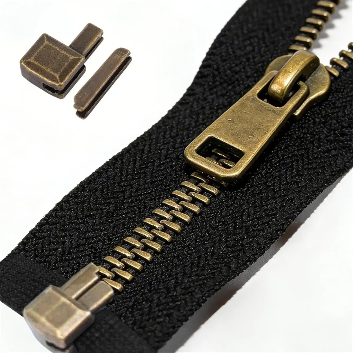 update. 16 Sets Zipper Bottom Stopper Kits, 4 Size 3/5/8/10 Zipper Metal LatchSlider Retainer Insertion Kit Repair
