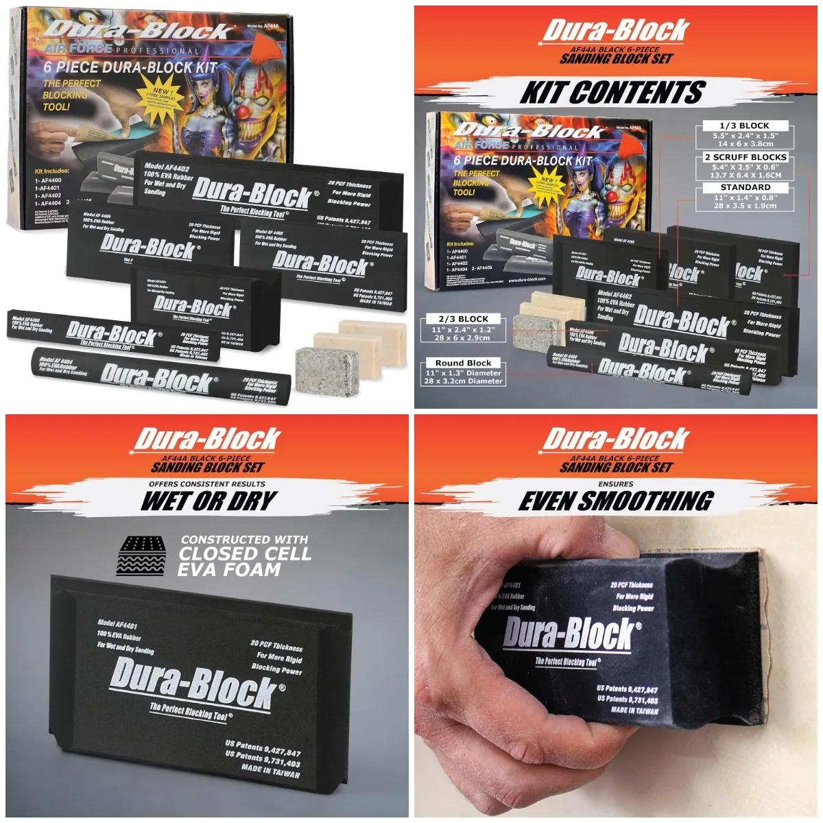 

Set 6pc - Flexible EVA Foam Wet or Dry Autobody Sanding Blocks Kit for Automotive Bodywork