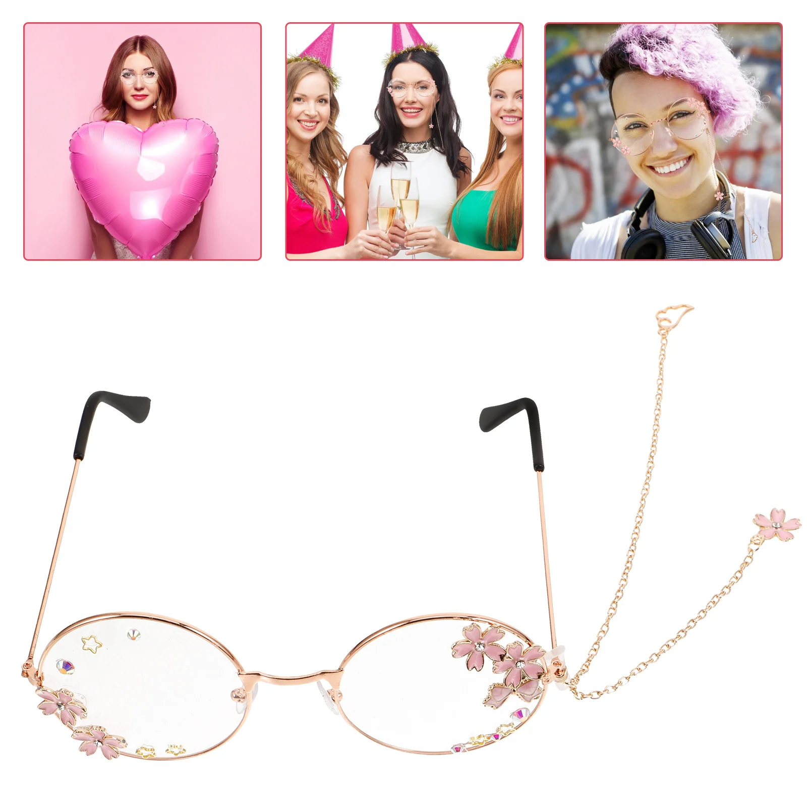 s Flügel Anhänger Brille Steampunk Brillengestell Retro Kette Kawaii Zubehör Lolita Cosplay Kopfbedeckung Kostüm Ästhetisch