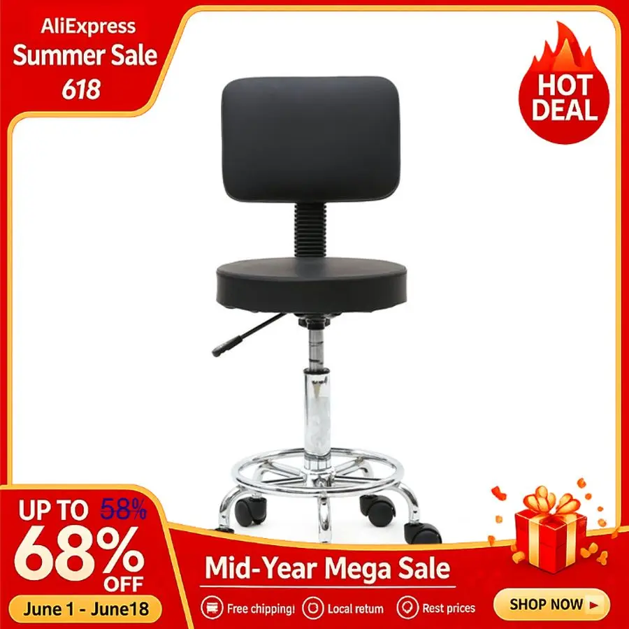 

Round Bar Stool with Back Adjustable Height Rotation Salon Stool, Modern Barstool 360 Swivel PU Leather Armless Bar Chair,Custom
