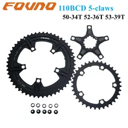 Fovno 로드 바이크 체인링, 110BCD, 5 클로 더블 체인링, 2x11, 12S, 50-34T, 52-36T, 53-39T, sram 레드 라이벌 s350 s900 크랭크용