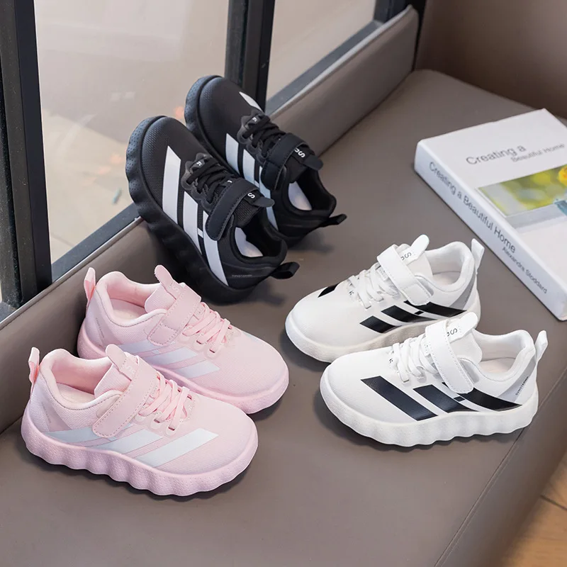 Kids'Casual Shoes PU Leather Autumn Fashion Running Shoes For Children Breathable Anti-slip Black White Designer Size 26-37