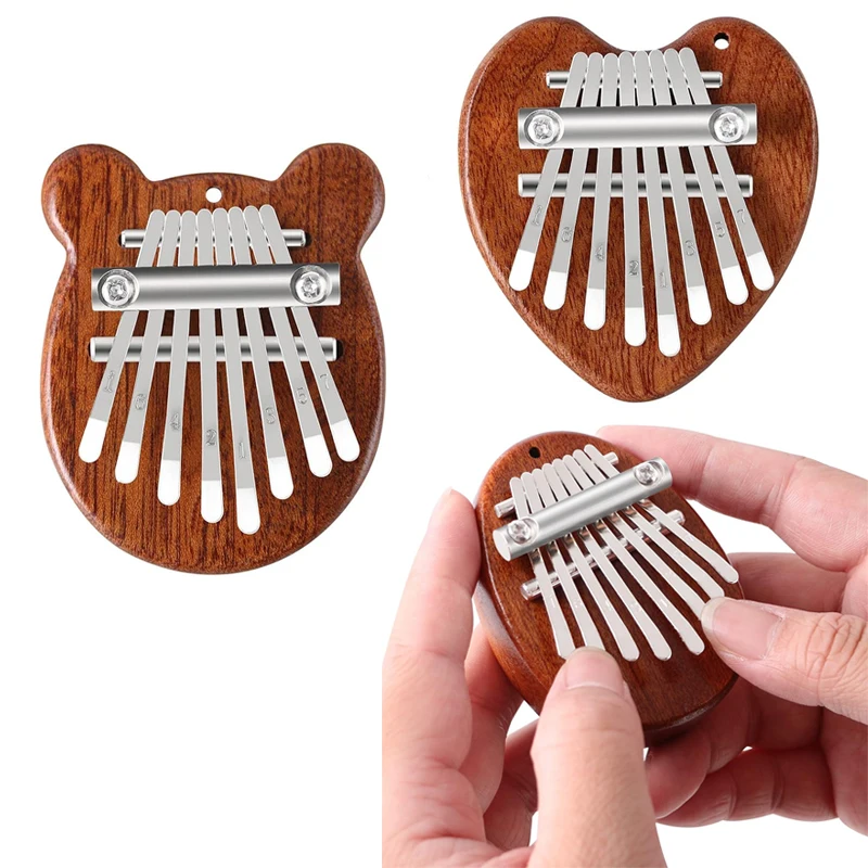 Wooden Kalimba 8Keys Mini Portable Percussion Thumb Piano Musical Toys Finger Exercise Stress Relief Exquisite Gifts Adults