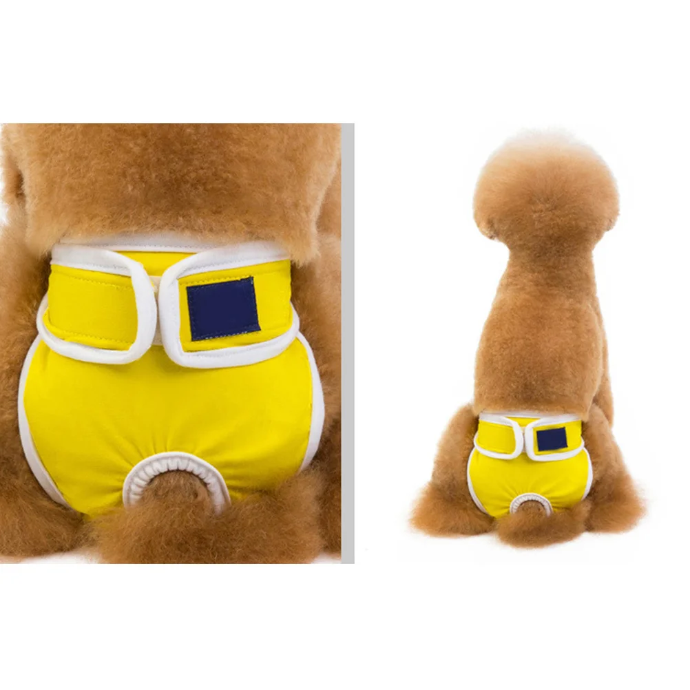 

Dog Nappies Female for Season Doggy Period Pants Pet Sanitary Adjustable Briefs Reusable Diaper Yellow