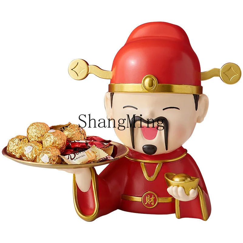 

PYH Chinese New Year God of Wealth entry key storage tray ornament home store living room front desk desktop