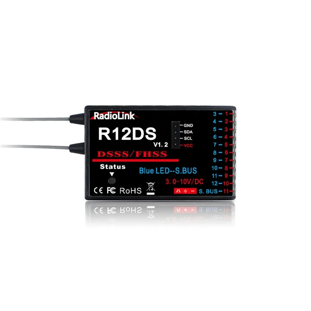 Radiolink 2.4GHz R12DS 12 Channels Receiver SBUS/PWM Support for AT9 AT9S Pro AT10 AT10II RC Transmitter RC Boat Parts