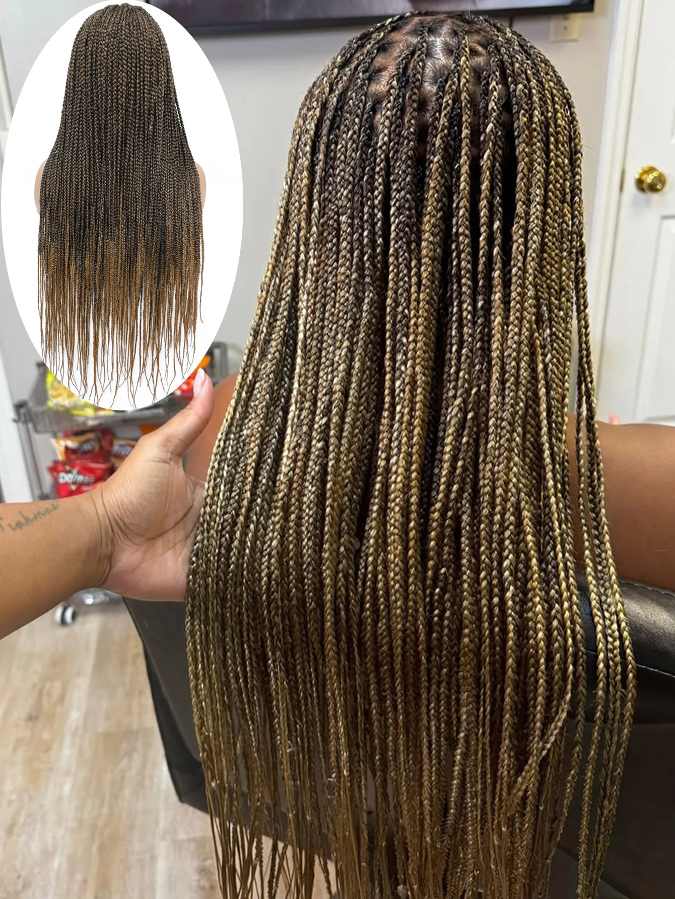 Synthetic Blonde Knotless Box Braided Wigs Small Part Cornrows Braids Colored Red Faux Locs Braided Full Lace Wig With Baby Hair