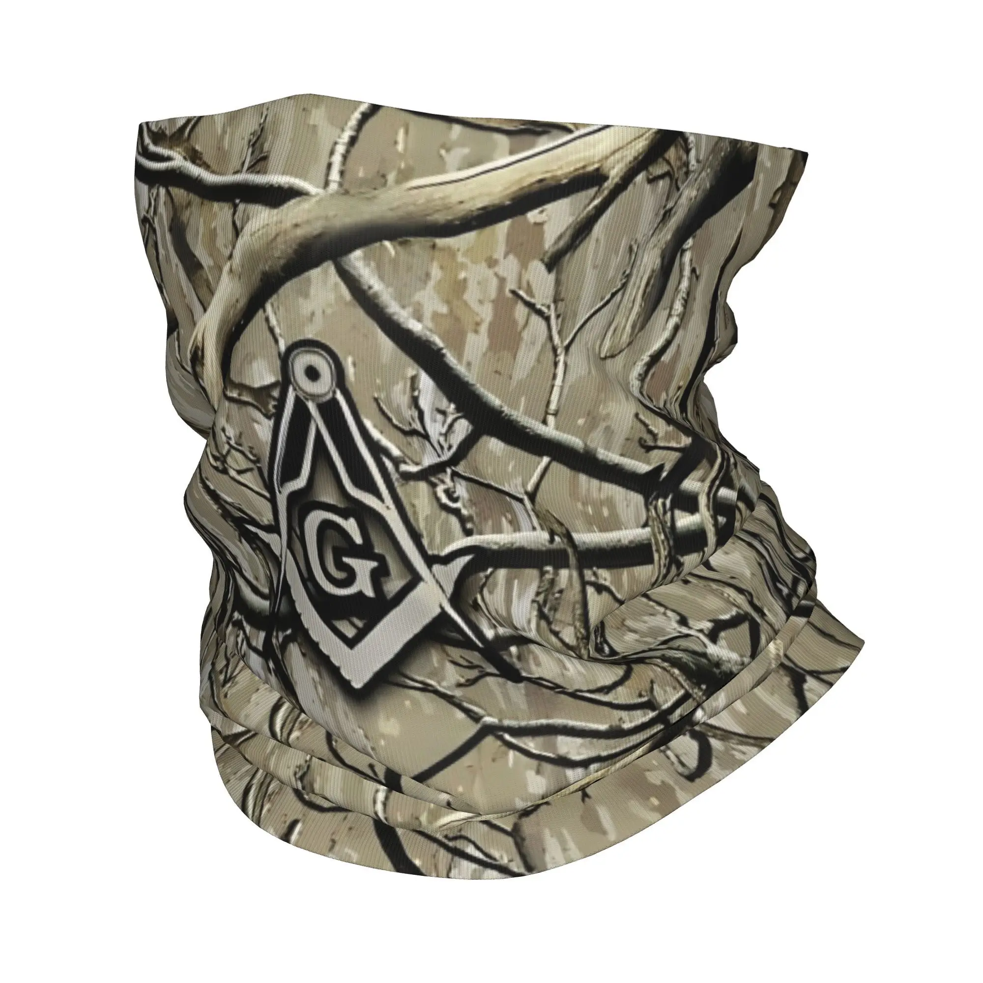 Hunting Camouflage Square Compass Masonic Bandana Neck Cover Printed  Mask Scarf Warm Headband Hiking for Men Women Washable