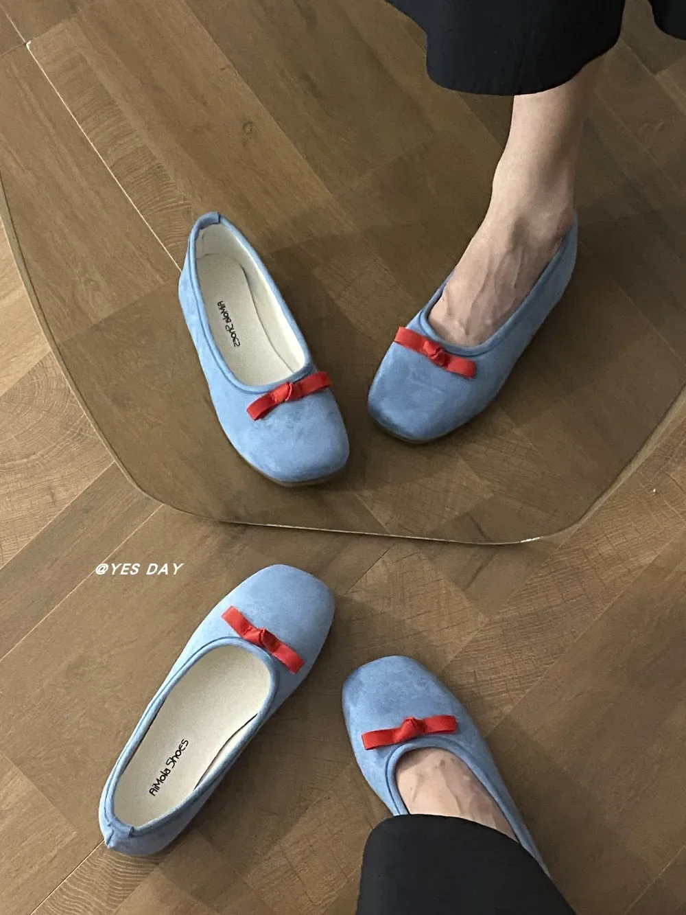 [YesDay/6 colors]Retro Style Women's Slip-On Shoes Soft Bottom  Knot Color Block Casual Fashion Flat Heel All Season Wear