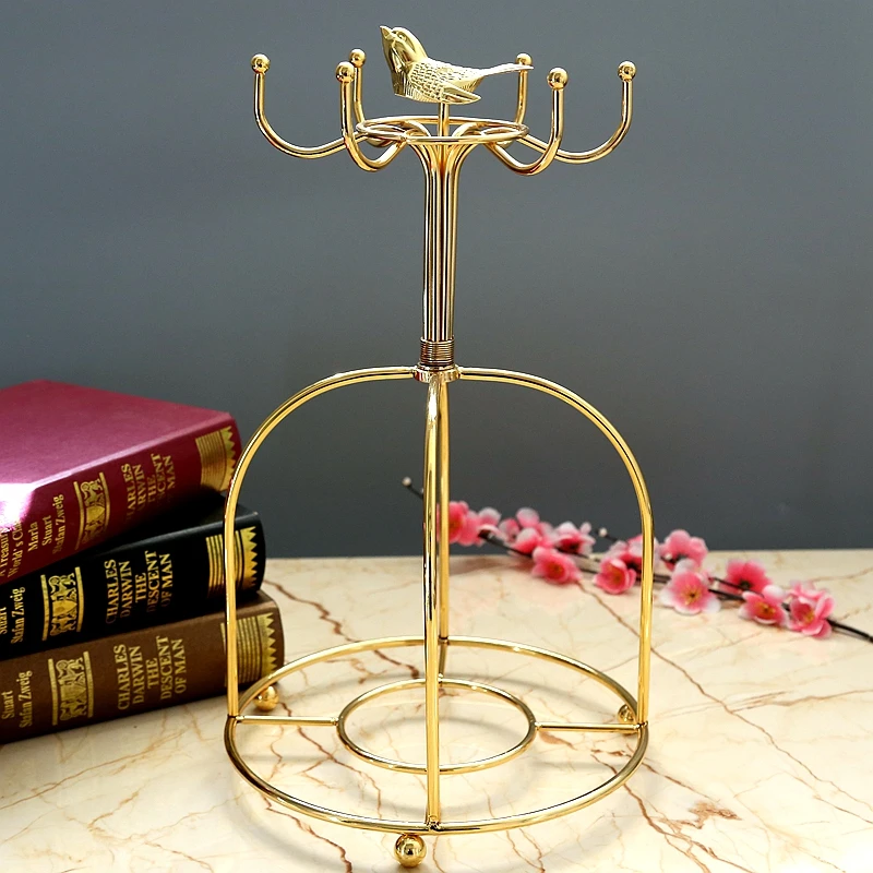 Home Gold-Plated Bird Rack, Creative Binaural Dish Rack, Cup and Saucer Storage Rack