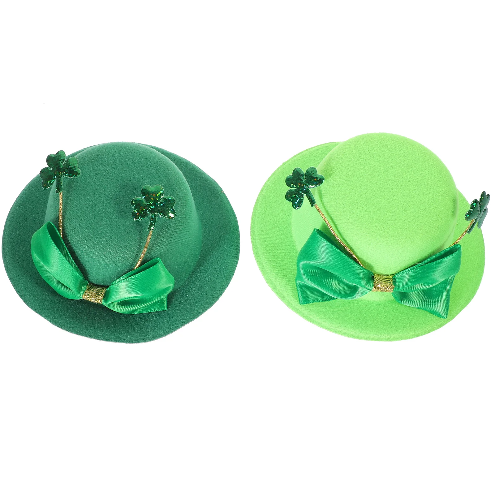 

2Pcs Mini Shamrock Hat Hair Clips Lightweight St Patrick's Day Leprechaun Hat Holiday Accessories Tiny Hats Women Mini Hats