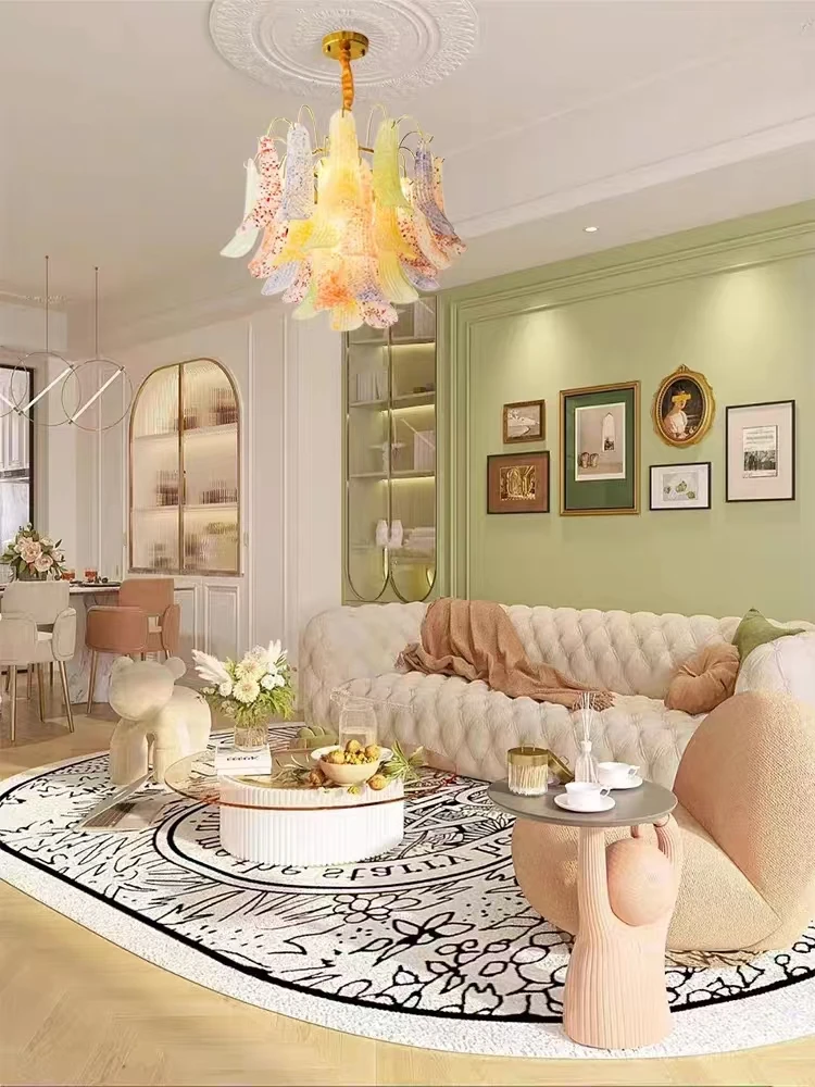 Modern Color Crystal Glass Chandelier - Artistic Shell Design Pendant Lamp For Living Room Bedroom & Gallery Decor
