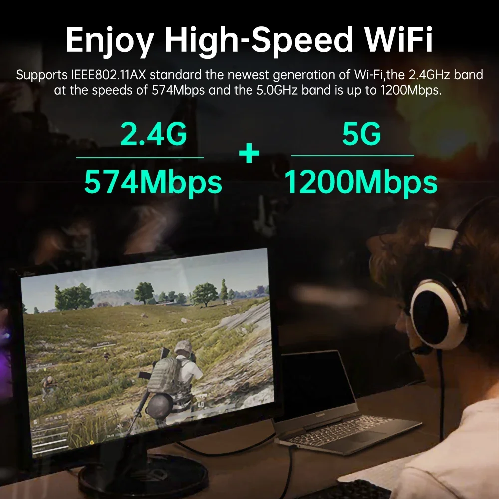 KEBIDUMEI AX1800 WiFi 6 PCIE Wireless Adapter RTL8852 5Ghz/2.4G BT 5.2 802.11AX 1800/1200Mbps WiFi Antennas Card For Win10/11