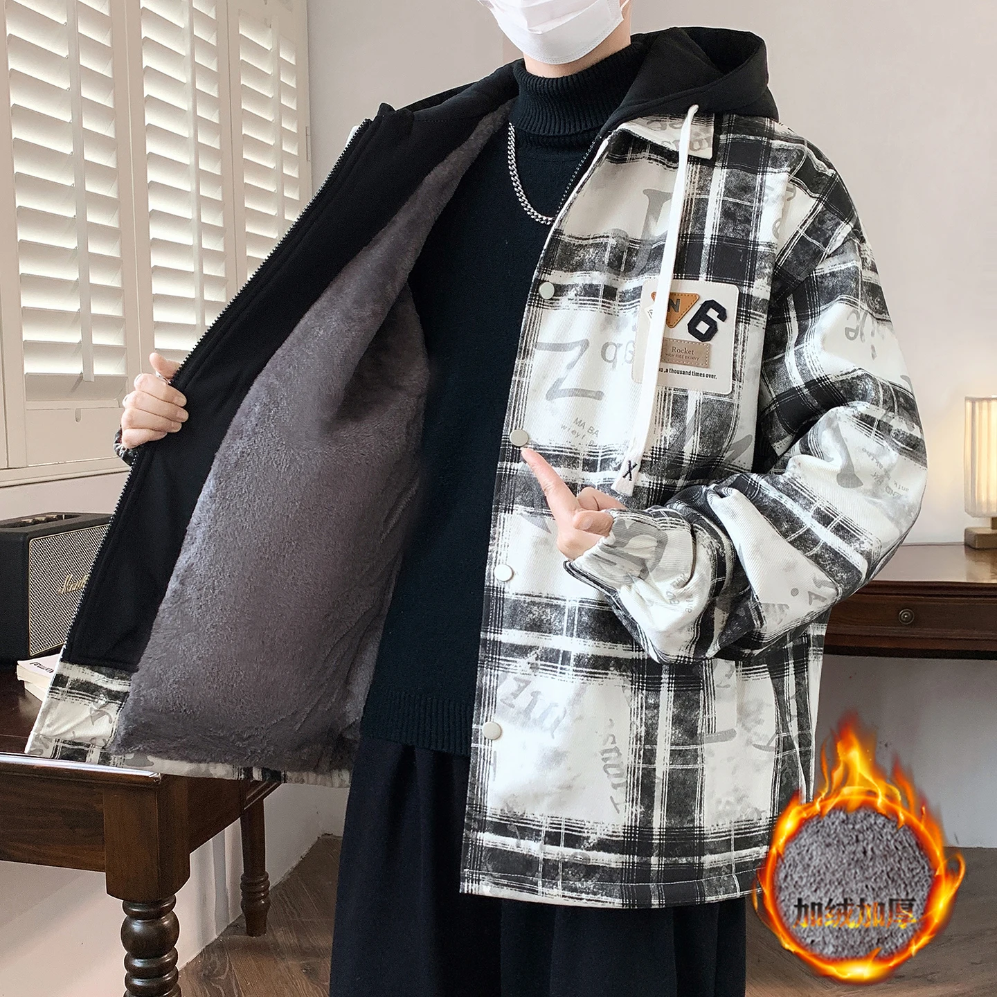 

Зимняя утолщенная теплая шерстяная куртка с подкладкой, мужская модная повседневная куртка, уличное пальто с тонкими лацканами