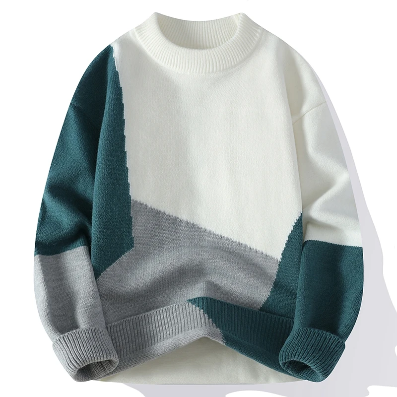 

Men's round Ne Knit Sweater Thi Warm Loose Inner Wear Base Layer Winter Faion Brand Casual Comfortable Long Sve Top