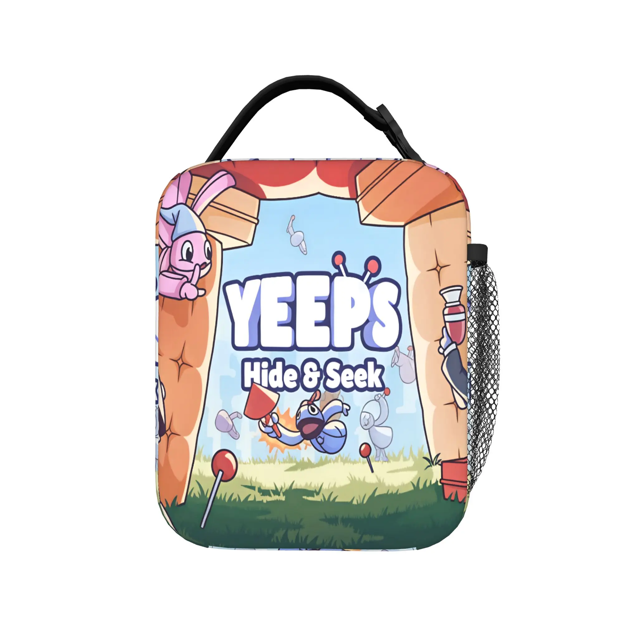 Yeeps Hide And Seek  Lunch Bag  Funny Lunch Box Travel Convenient Tote Food Bags For Child Oxford Print Cooler Bag