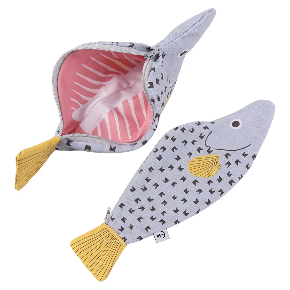 

Novelty Creative Fish Pencil Bag Funny Grouper Shape Pencil Case Cute Large Capacity Stationery Storage Bag Makeup Organizer