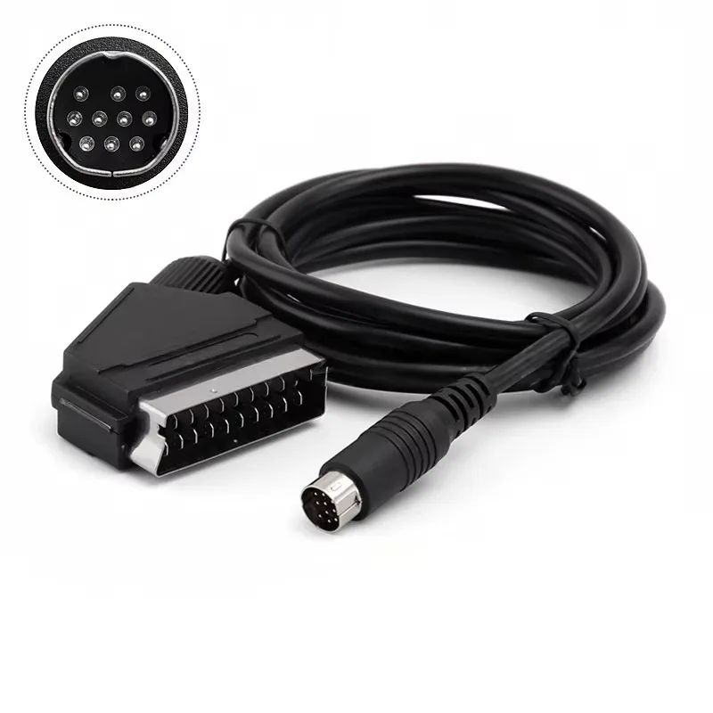 1.8m Scart Cable for Sega Saturn Controller Audio Video Cord for Sega Saturn RCA AV Stereo Extension Cable for PAL NTSC Console