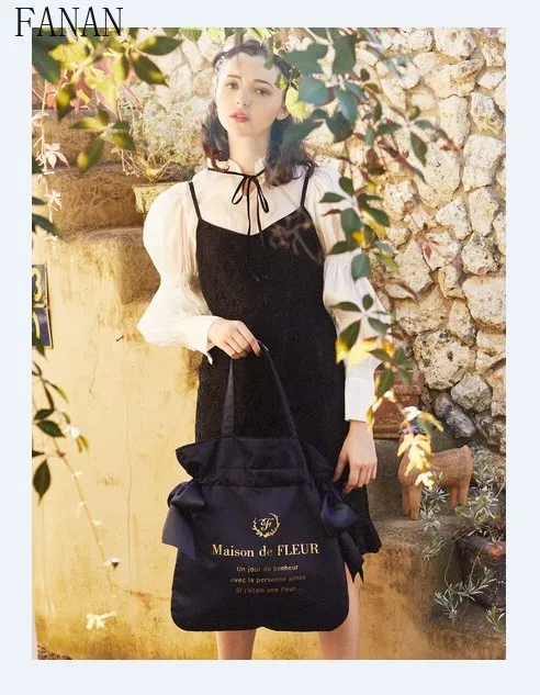 

Casual Top-Handle Bag Japanese New Satin Double Bow Fashion Portable Shoulder Bags Cute A4 Can Accommodate Women's Handbags