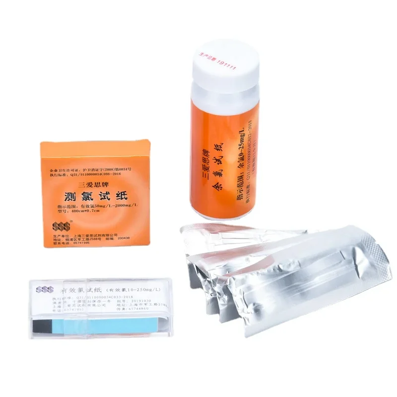 

5boxes/pack Lab 0-25mg/l 10-250mg/l 50-2000mg/l Chlorine Measuring Test Paper Residual Chlorine Paper for School Experiment