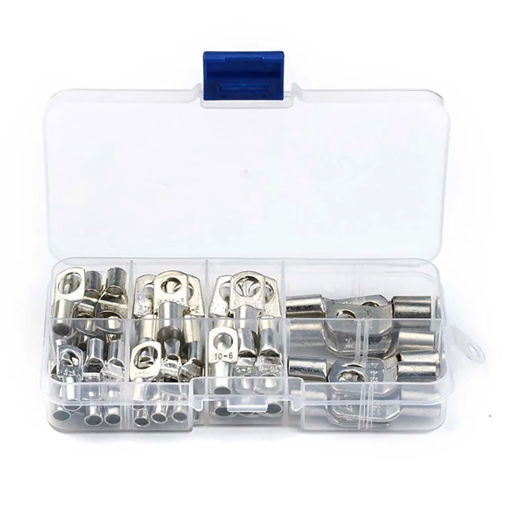 60PCS SC6-25 Copper Tube Terminals Silver & Gold Crimp Lug Connectors with Inspection Hole for Electrical Wiring