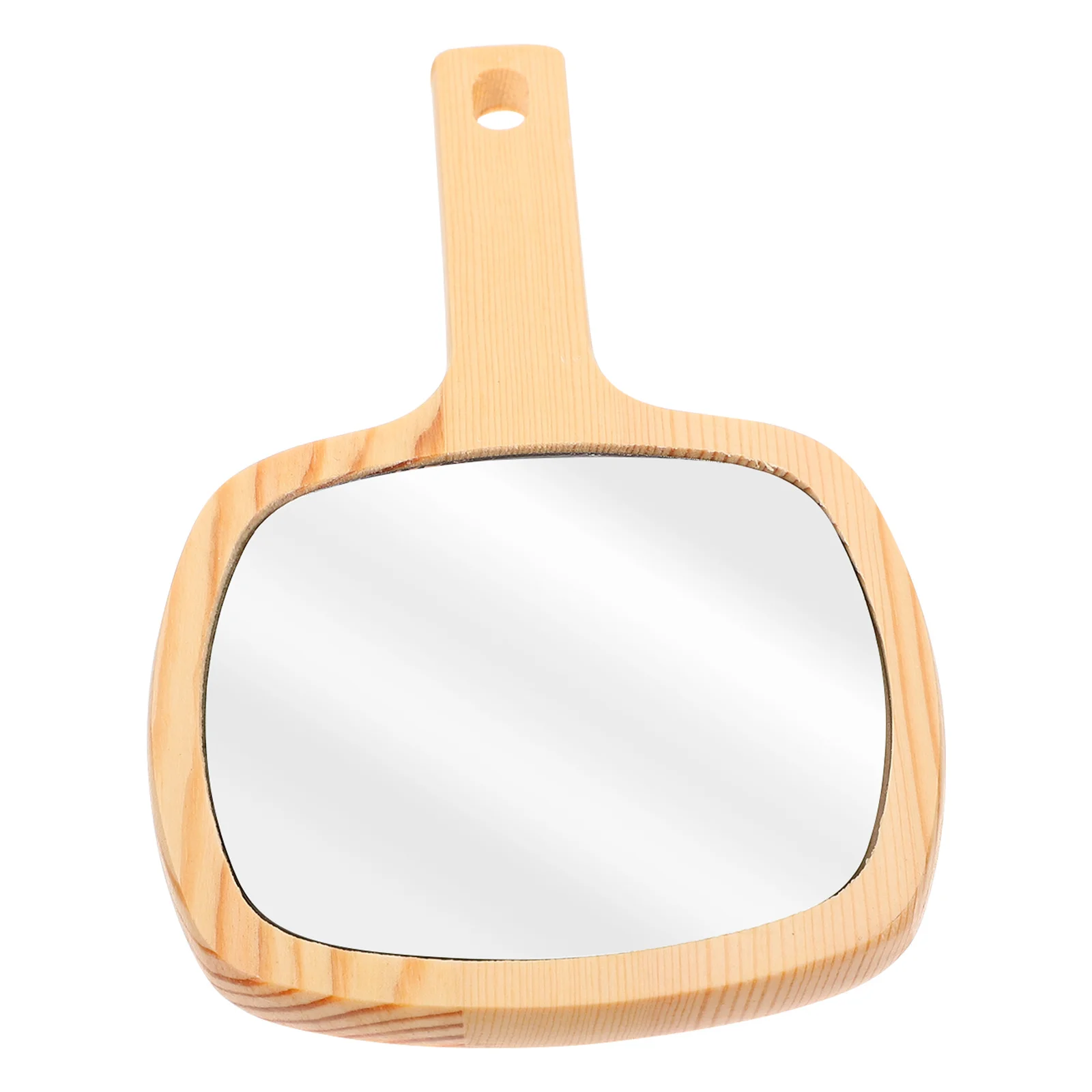 1Pcs Wooden Handle Makeup Mirror Creative Design Chic Gloss Lightweight Durable Practical Gift for Women Co-Worker