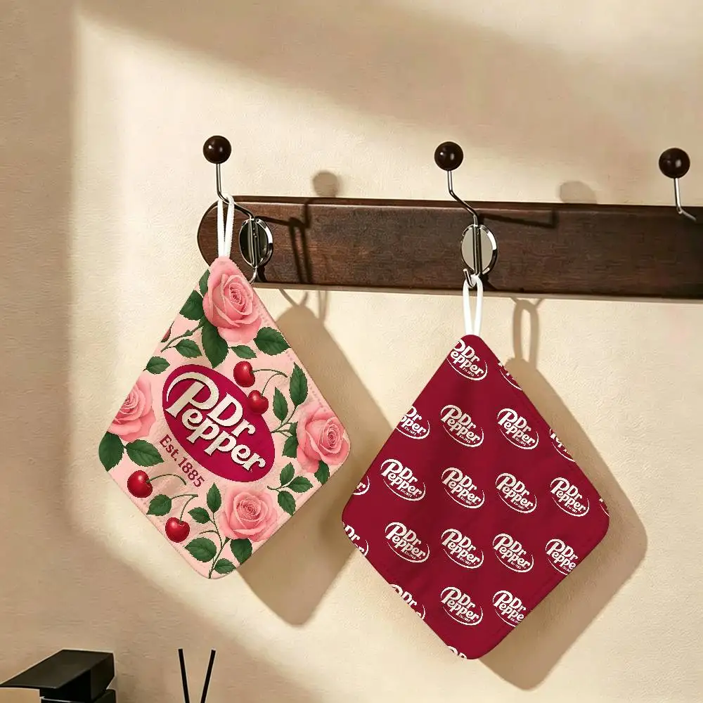 classic beverage brand Dr Pepper Hanging Polyester Cotton Towel, Reusable Hand Wiping Cloth Wear Resistant for Home Kitchen Sink