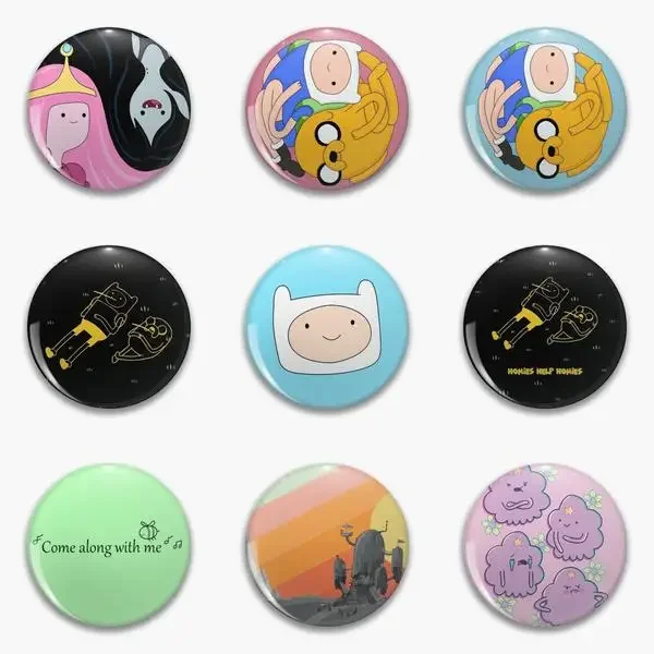 Jake And Finn Princess Bubblegum Marceline Me Soft Button Pin Customizable Collar Clothes Jewelry Gift Cartoon Cute Brooch