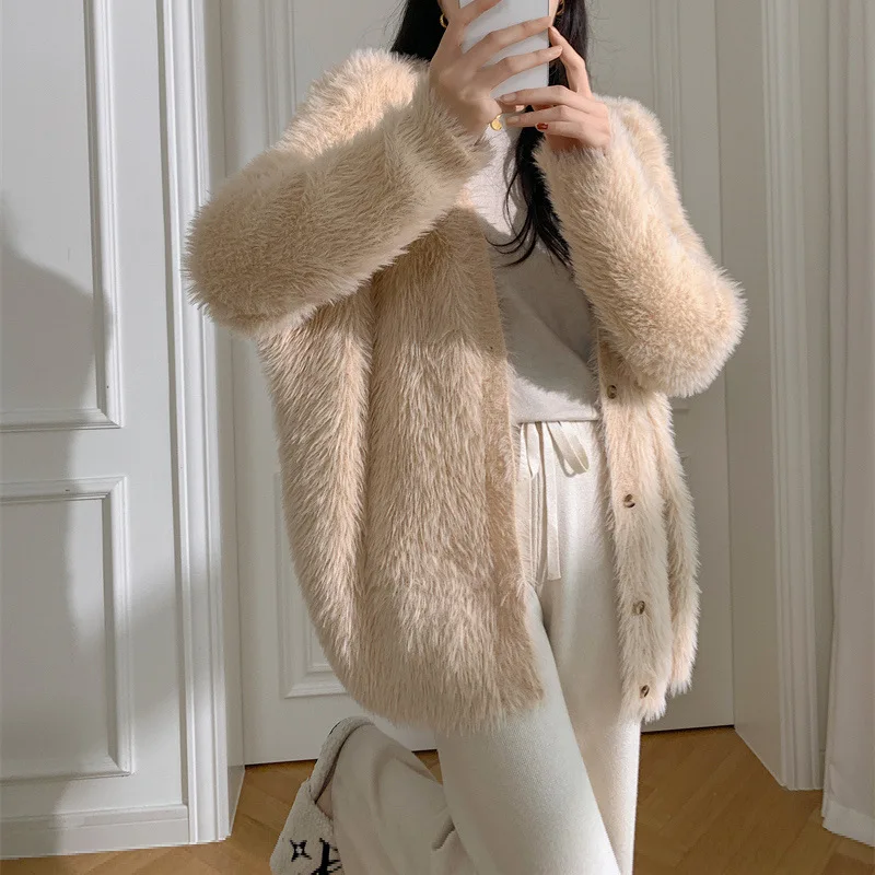 

Cardigan Sweater Women Knitting Coat Knitted Jacket V Neck Single Breasted Vintage Knitwear Outerwear Autumn Winter 2025